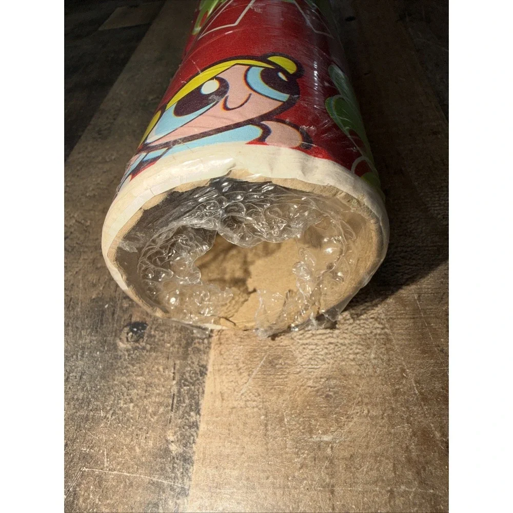Vtg 2000 POWERPUFF GIRLS Christmas Wrapping Paper Roll 40 Sq Ft Toys R Us Excl